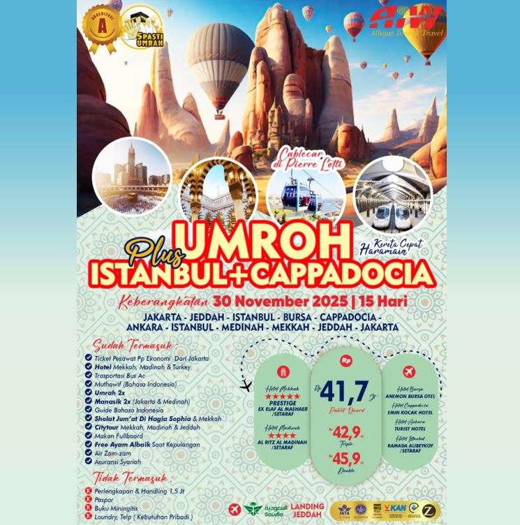 UMROH ISTANBUL CAPPADOCIA KERETA CEPAT 15 HARI NOVEMBER