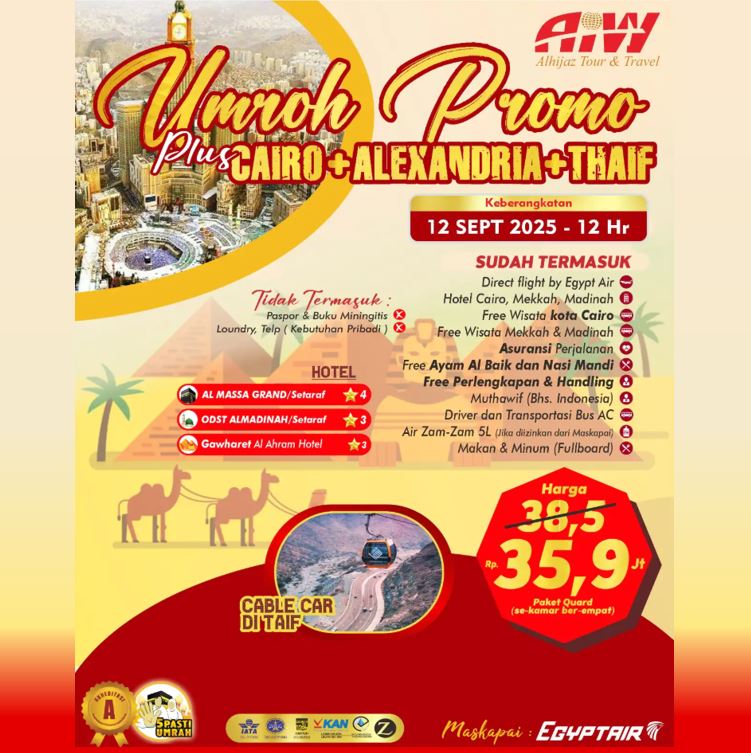 UMROH PROMO CAIRO ALEXANDRIA TAIF 12 HARI SEPTEMBER 2025