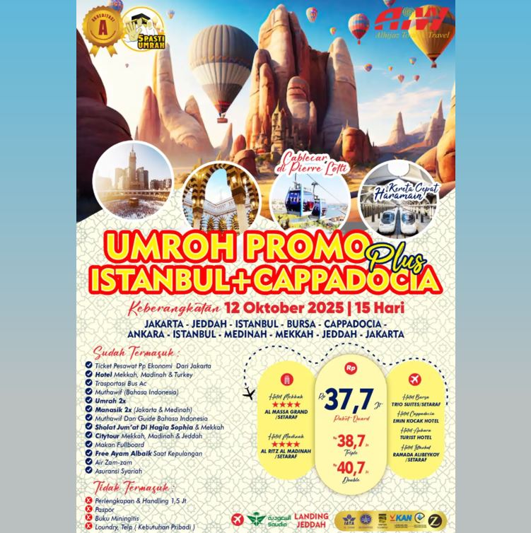 UMROH PROMO ISTANBUL CAPPADOCIA KERETA CEPAT OKTOBER 2025