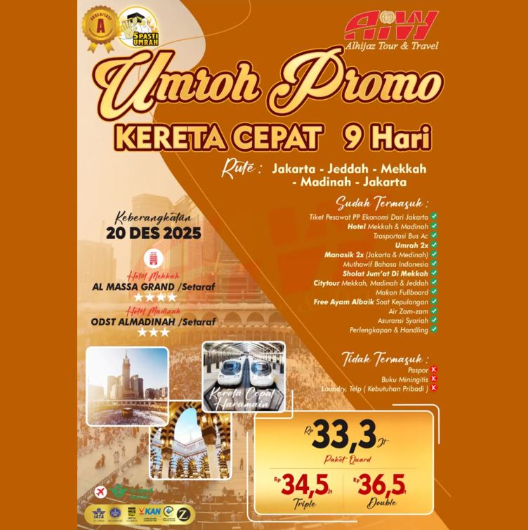 UMROH PROMO KERETA CEPAT 9 HARI DESEMBER 2025