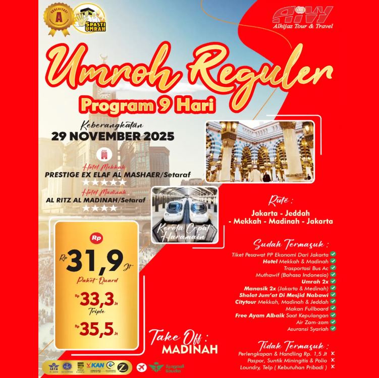 UMROH REGULER KERETA CEPAT 9 HARI NOVEMBER 2025