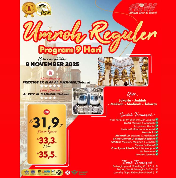UMROH REGULER KERETA CEPAT 9 HARI NOVEMBER 2025