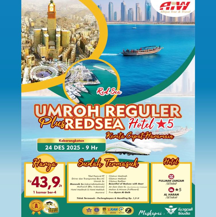 UMROH REGULER REDSEA KERETA CEPAT 9 HARI DESEMBER