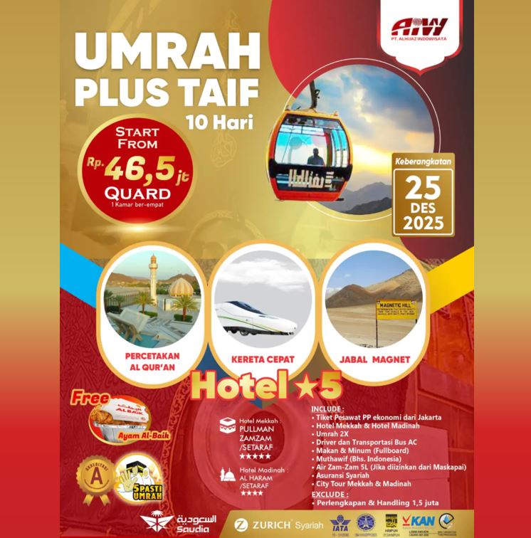 UMROH TAIF KERETA CEPAT 10 HARI DESEMBER 2025