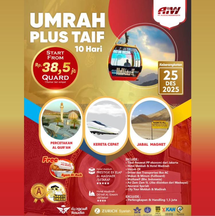 UMROH TAIF KERETA CEPAT 10 HARI DESEMBERR 2025