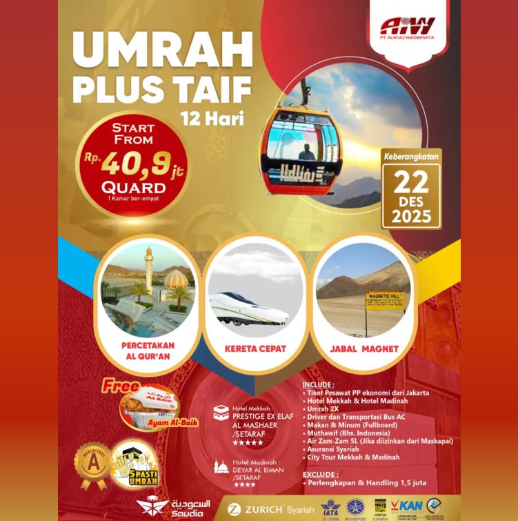 UMROH TAIF KERETA CEPAT 12 HARI DESEMBER 2025