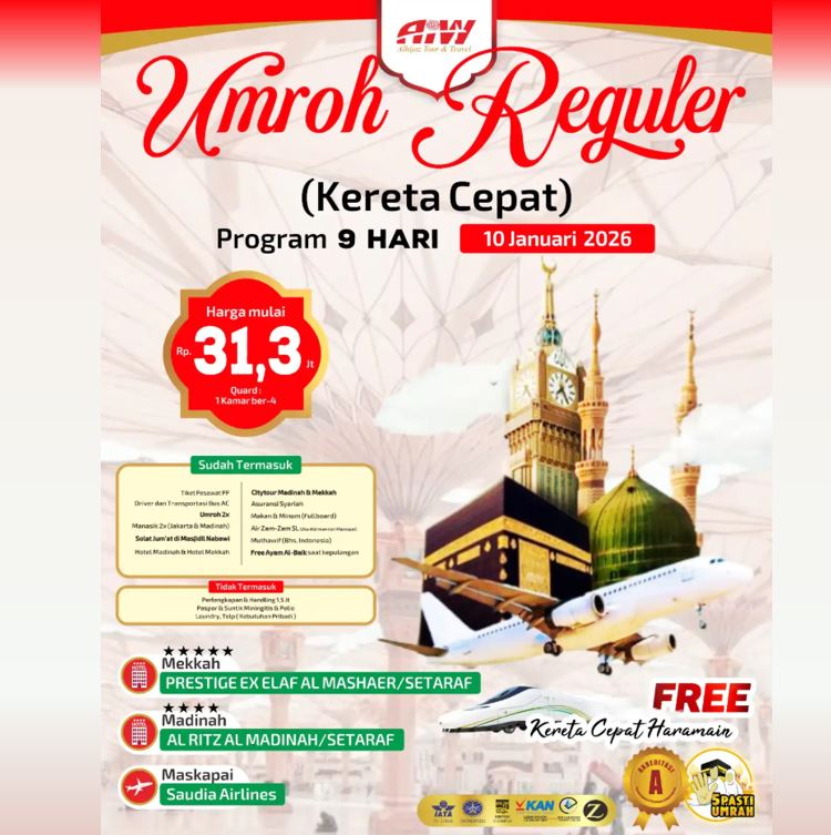 UMROH REGULER KERETA CEPAT 9 HARI