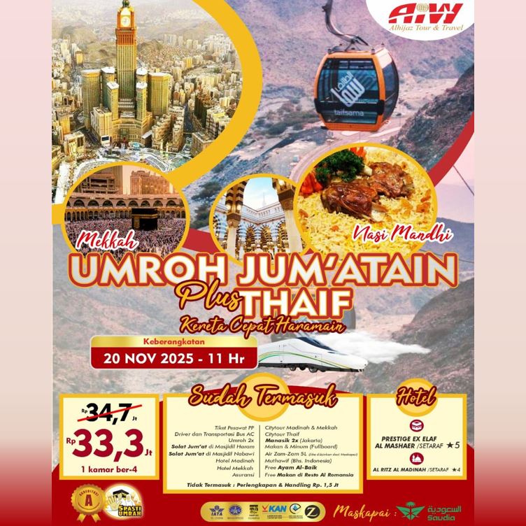 UMROH JUM'ATAIN TAIF KERETA CEPAT 11 HARI NOVEMBER 2025