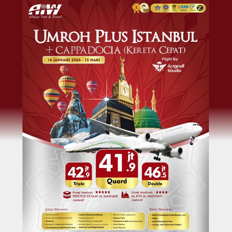 UMROH TURKI ISTANBUL CAPPADOCIA KERETA CEPAT 2026