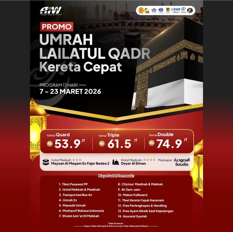 PROMO UMROH LAILATUL QADR KERETA CEPAT MARET 2026