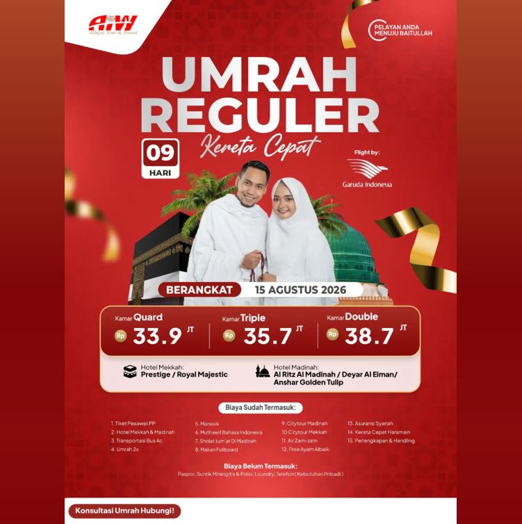UMROH REGULER KERETA CEPAT 15 AGUSTUS 2026