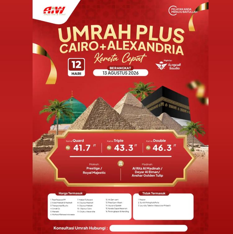 UMROH CAIRO ALEXANDRIA KERETA CEPAT 41,7 JUTA ALL IN