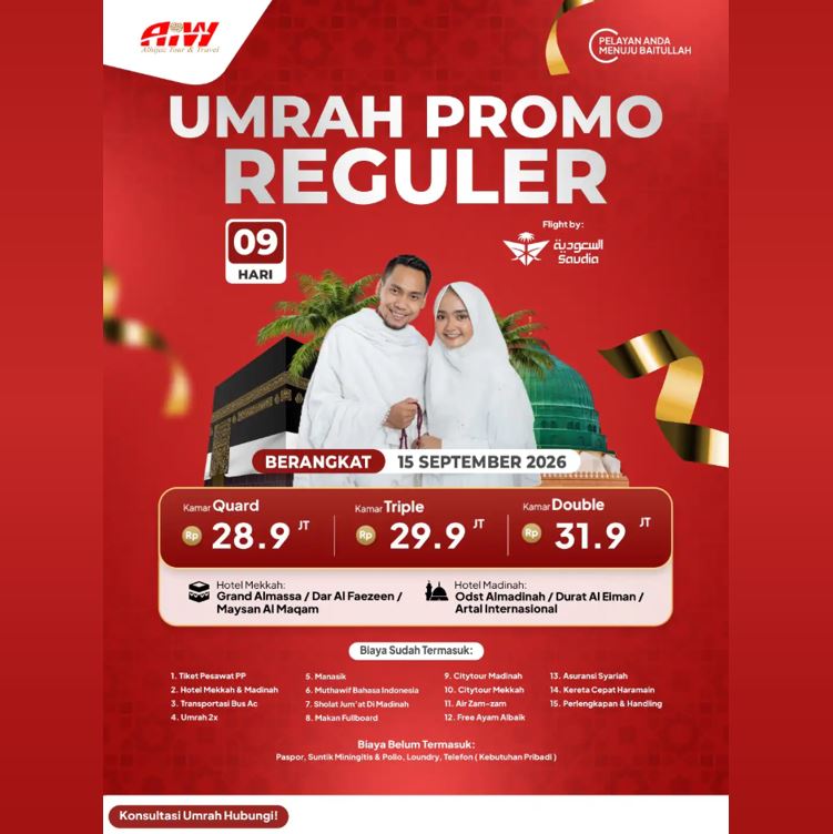 UMROH PROMO REGULER 28,9 JUTA ALL IN 9 HARI SEPTEMBER 2026
