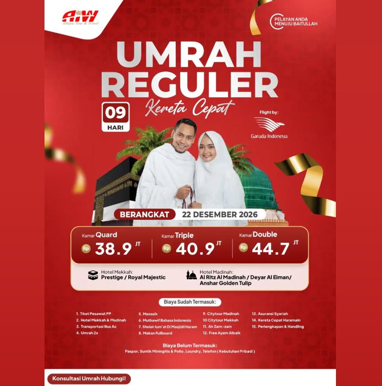 UMRAH REGULER KERETA CEPAT 38,9 JUTA ALL IN