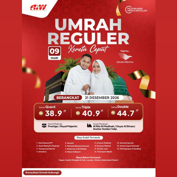 UMRAH REGULER KERETA CEPAT 38,9 JUTA