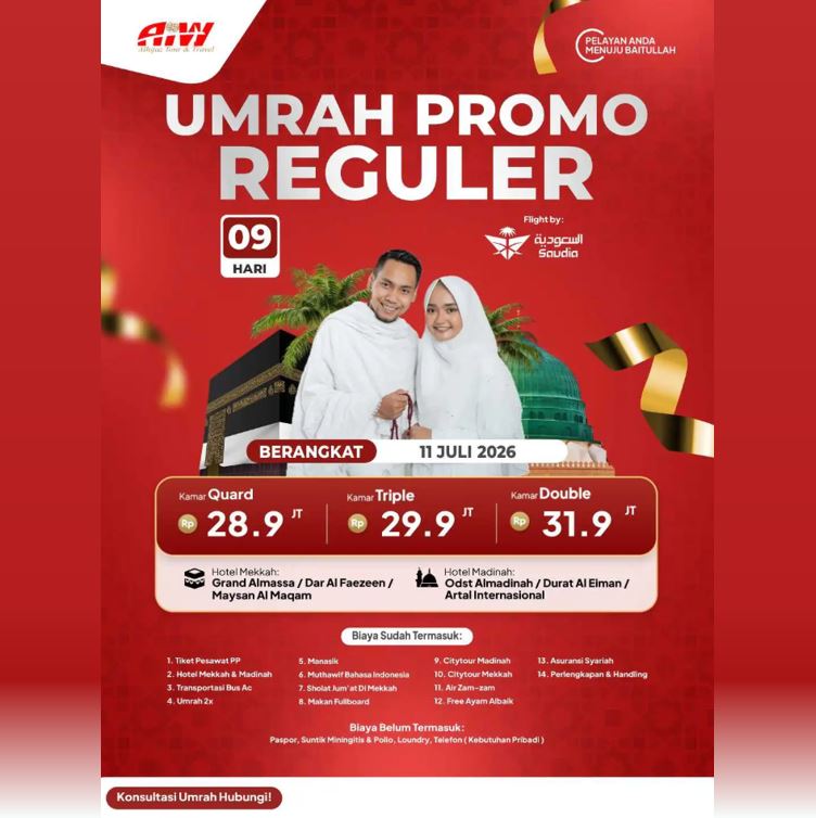 UMROH PROMO REGULER 28,9 JUTA ALL IN JULI